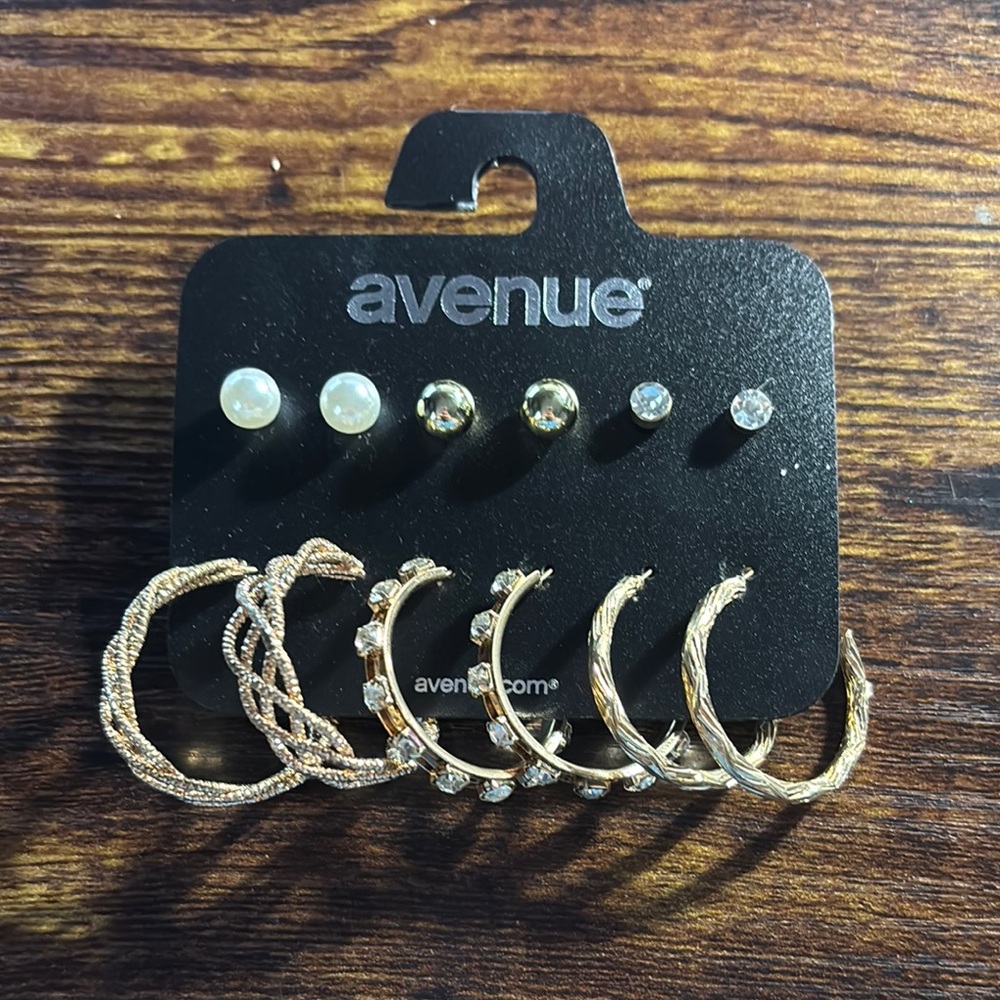 Avenue Gold and Silver Hoop and Stud Earrings